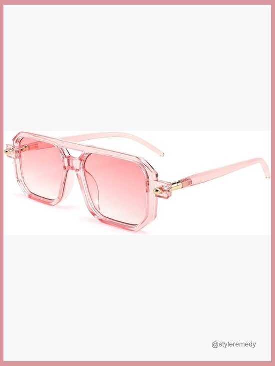 Vintage Square 70s Flat Aviator Sunglasses Retro Stylish Frame UV400